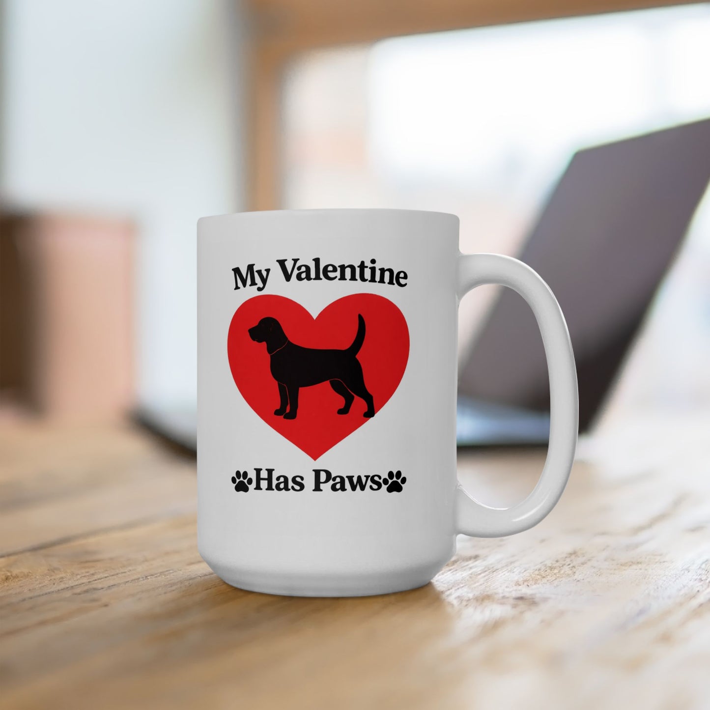 My Valentine Has Paws Beagle St Valentine's Day dog Cute Pet Lover Coffee Cup (11oz/15oz)