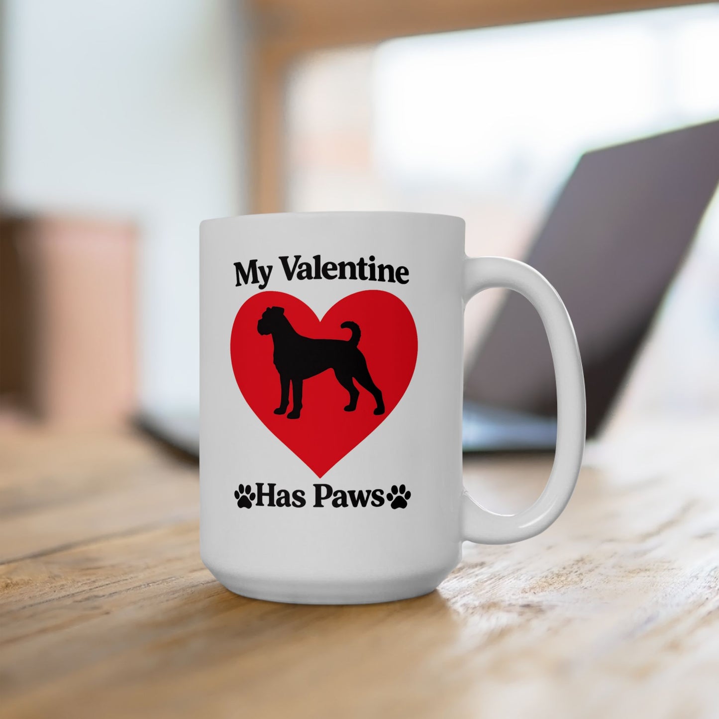 Dog Mom Coffee Mug — "My Valentine" Heart Paw Design (11oz & 15oz)
