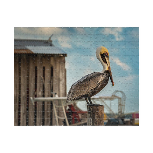 Caye Caulker Pelican Jigsaw Puzzle — Brown Pelican on Jetty Post (110–1014 pcs)