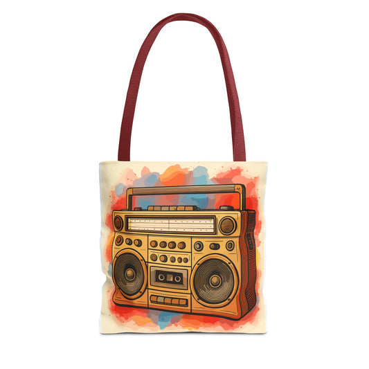 Retro Boombox Vintage 1980s Radio Art Tote Bag
