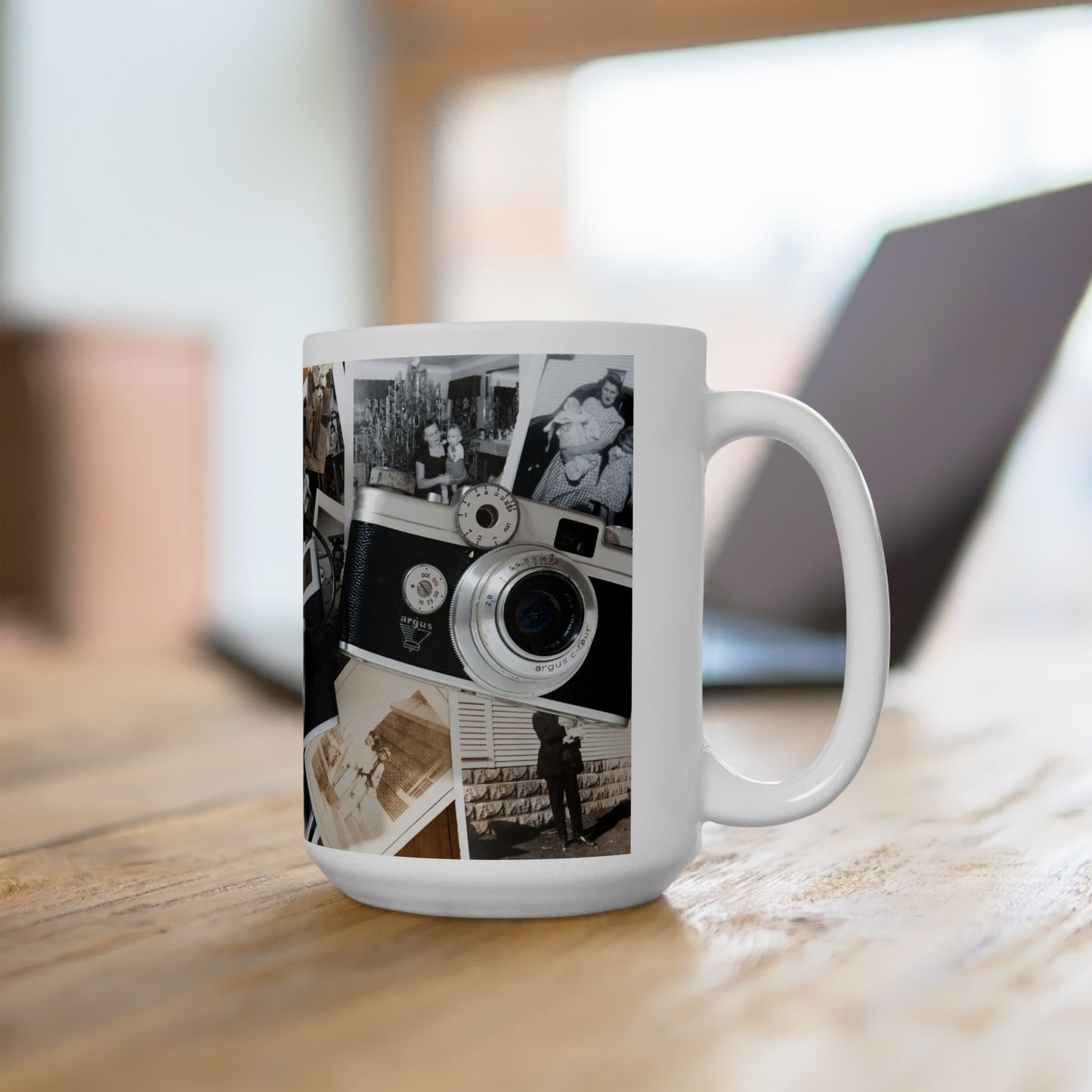 Vintage Camera Photo Collage Ceramic Mug – Gift for Photographers & Memory Keepers (11oz, 15oz)