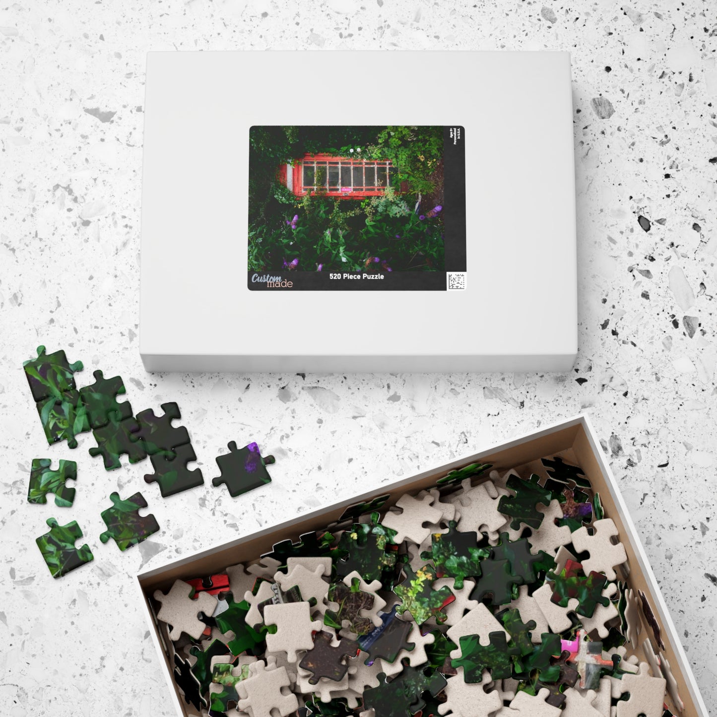 British Red Phone Booth Jigsaw Puzzle — Overgrown Cornwall England Scene (110–1014 pcs)