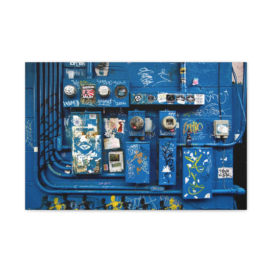 Blue Urban Graffiti Canvas Print — Matte Stretched Wall Art