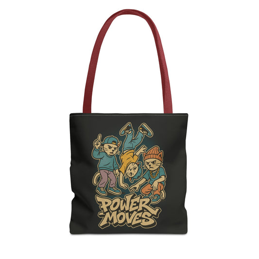Breakdancing Cats Tote Bag — Hip-Hop "Power Moves" AOP