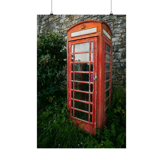 Red British Phone Booth Matte Poster | Vintage Telephone Box Wall Art