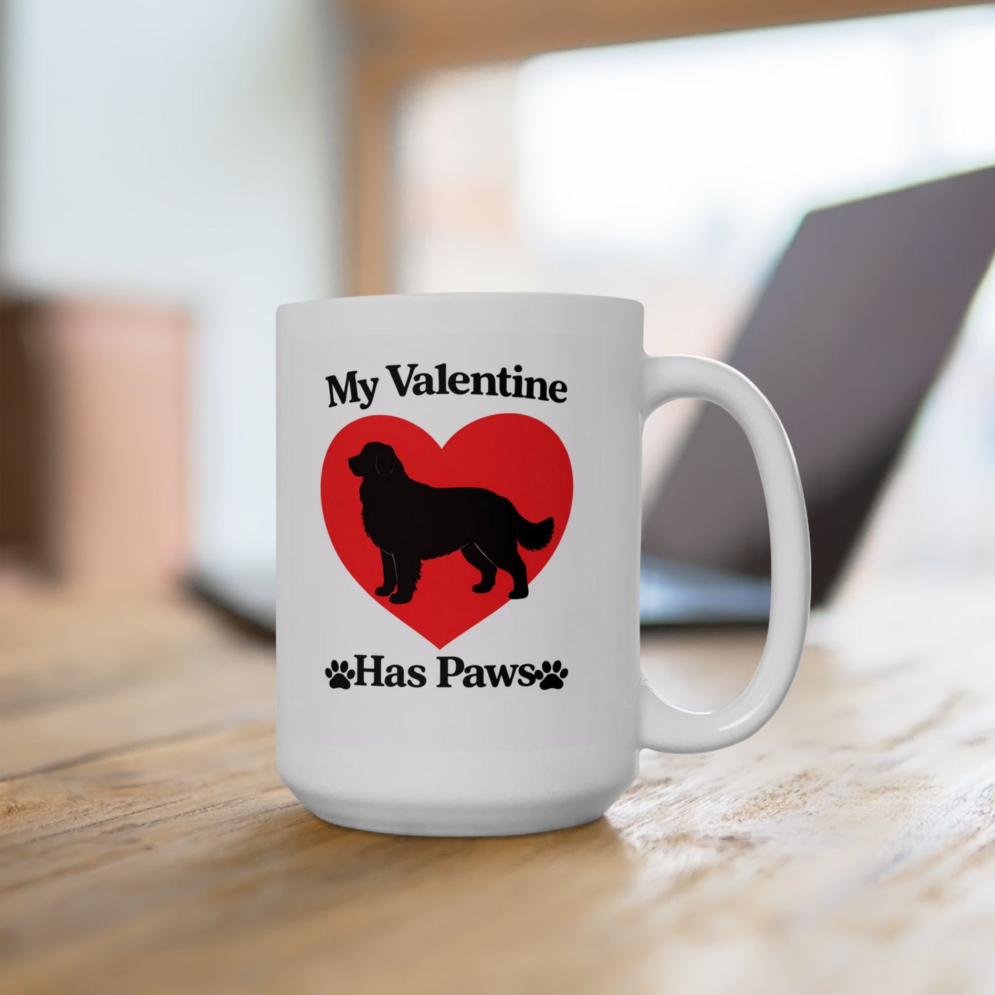 My Valentine Has Paws Bernese Mountain Dog St Valentine's Day dog Cute Pet Lover Coffee Cup (11oz/15oz)