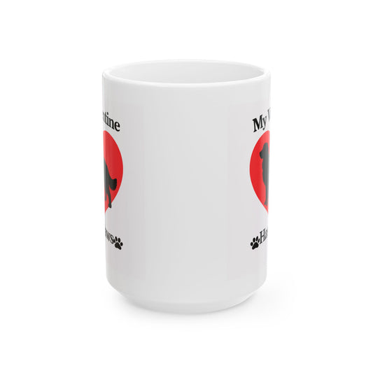 My Valentine Has Paws Bernese Mountain Dog St Valentine's Day dog Cute Pet Lover Coffee Cup (11oz/15oz)