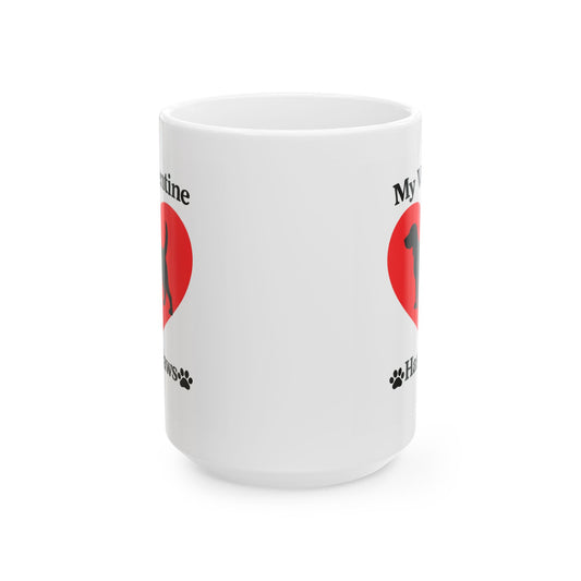 My Valentine Has Paws Beagle St Valentine's Day dog Cute Pet Lover Coffee Cup (11oz/15oz)