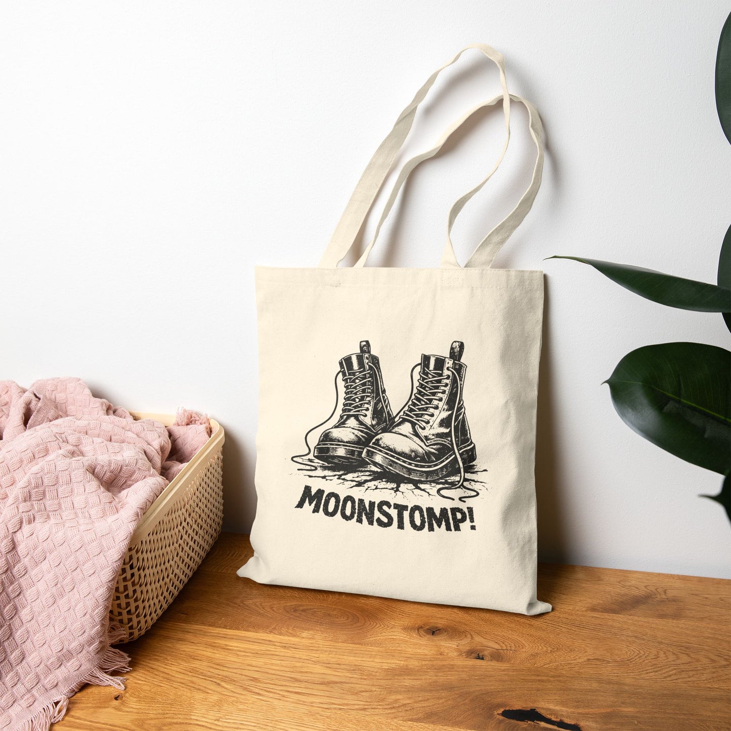 Moonstomp Boots Canvas Tote Bag - Retro Dr. Martens Style Reggae/Ska