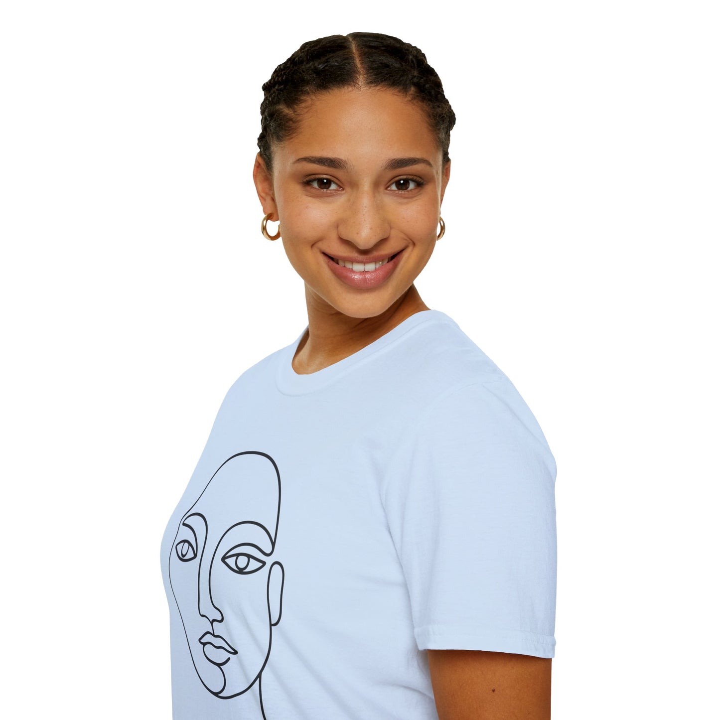 Minimal Line Art Face T-Shirt — Modern Abstract Portrait Tee