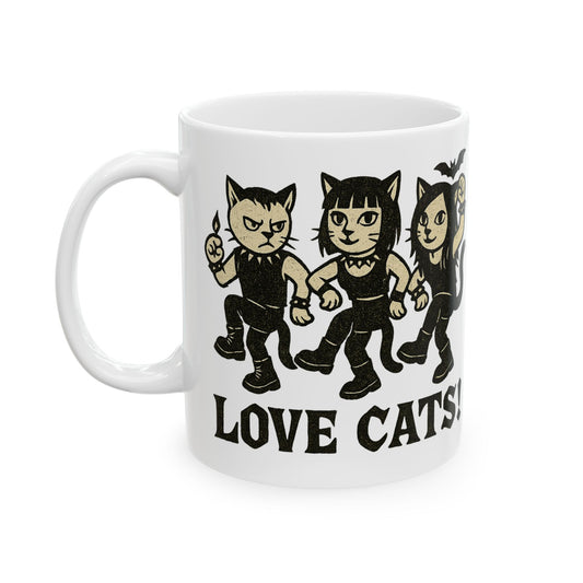 Love Cats! Goth Cat Illustration Ceramic Mug (11oz, 15oz)