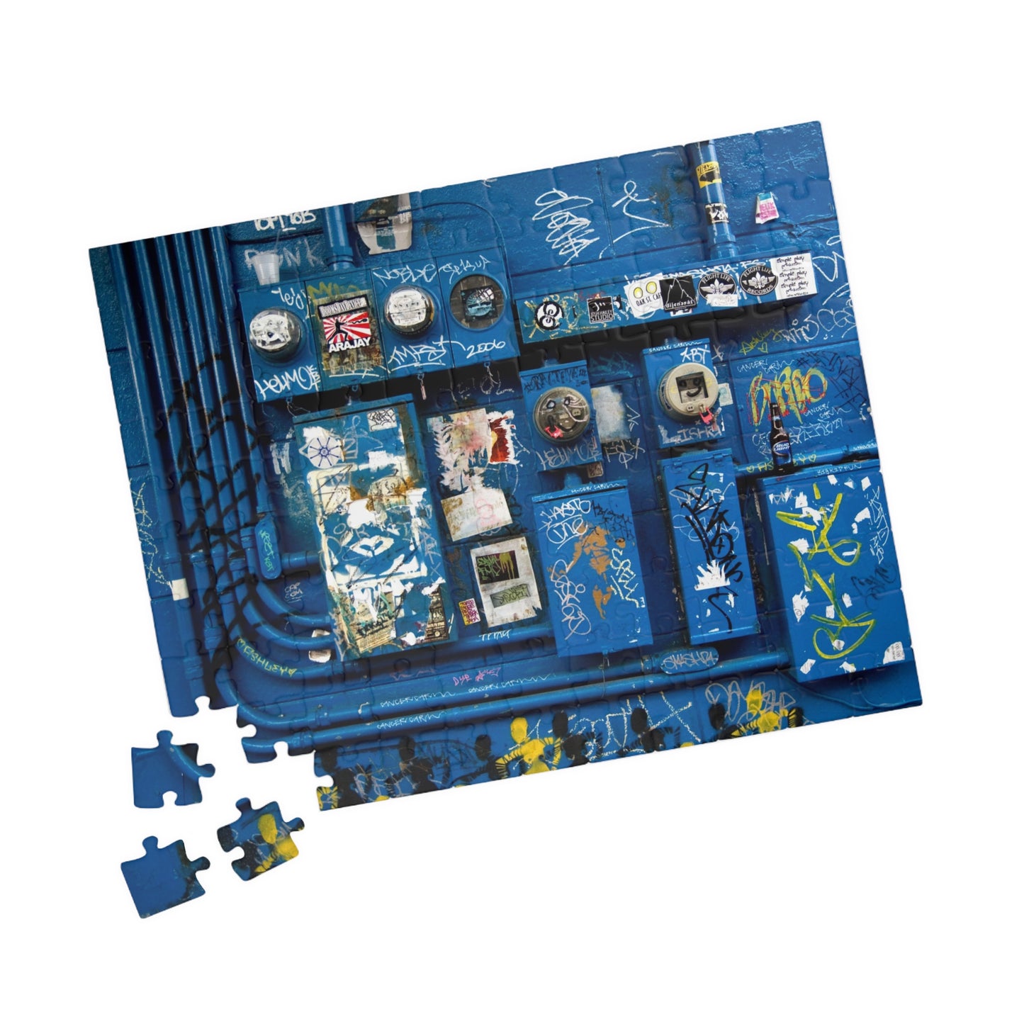 Blue Graffiti Urban Wall Jigsaw Puzzle — 110/252/520/1014-Piece