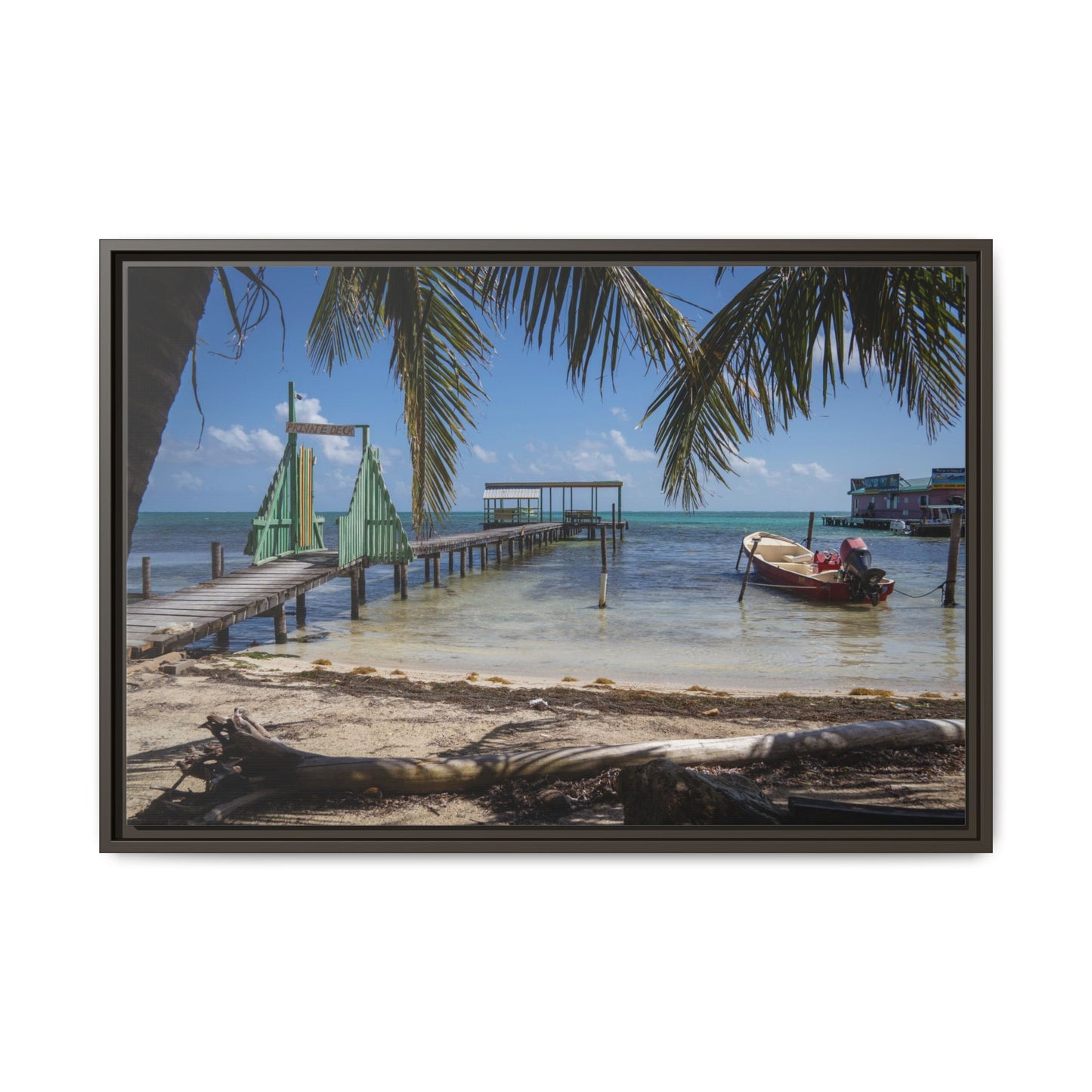 Caye Caulker Beach Canvas Print — Framed Matte Wall Art