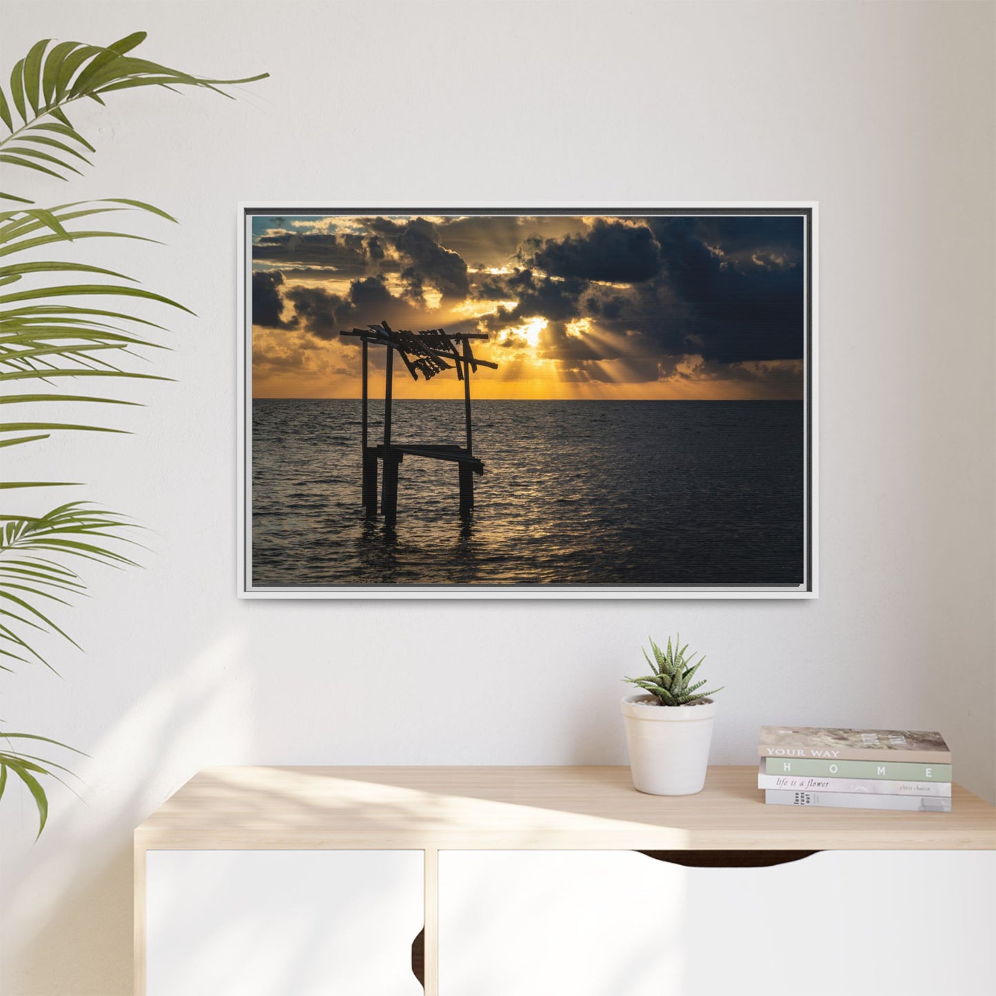 Caye Caulker Sunrise Canvas Print — Framed Matte Ocean Wall Art