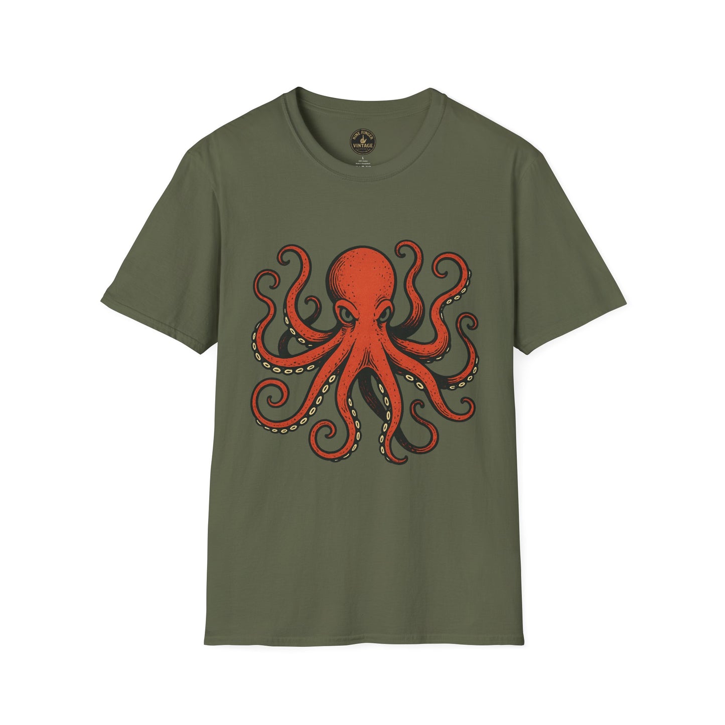 Red Octopus Illustration T-Shirt | Nautical Sea Creature Tee