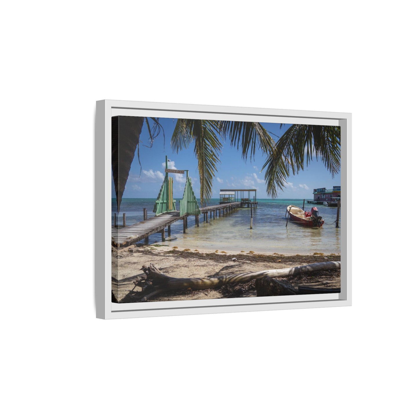 Caye Caulker Beach Canvas Print — Framed Matte Wall Art