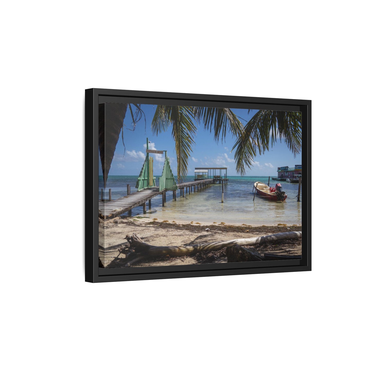 Caye Caulker Beach Canvas Print — Framed Matte Wall Art