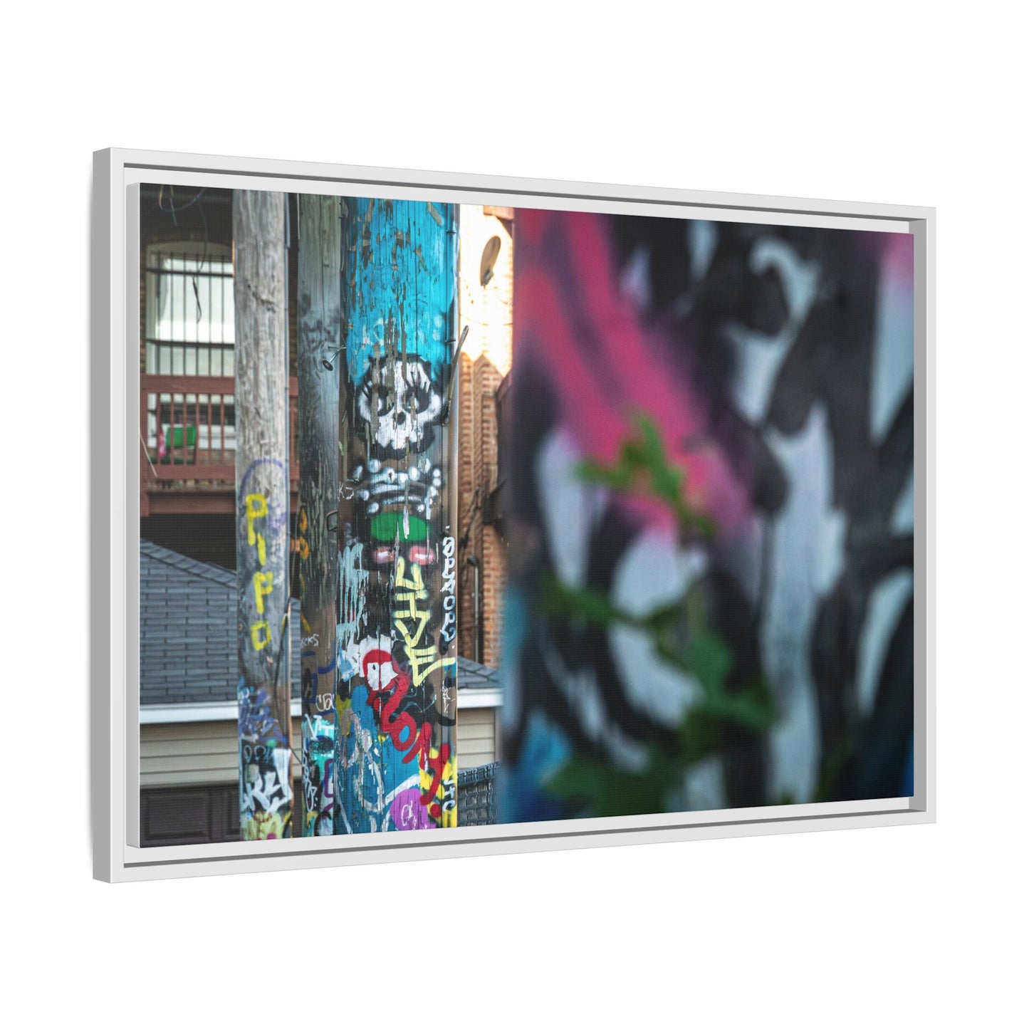 Logan Square Graffiti Matte Canvas Framed — Chicago Street Art Wall Decor