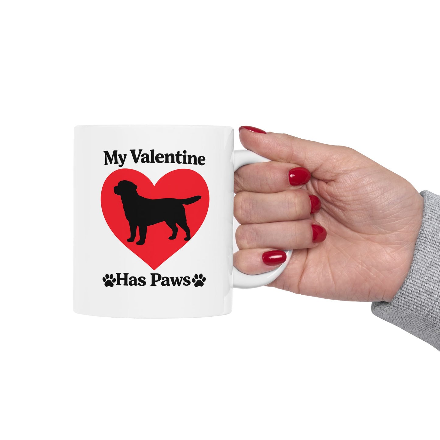 My Valentine Has Paws Rottweiler Valentine's Day Dog Ceramic Mug (11oz, 15oz)