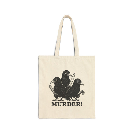 Murder of Crows Illustration Tote Bag | Black Raven Trio, Vintage Gothic