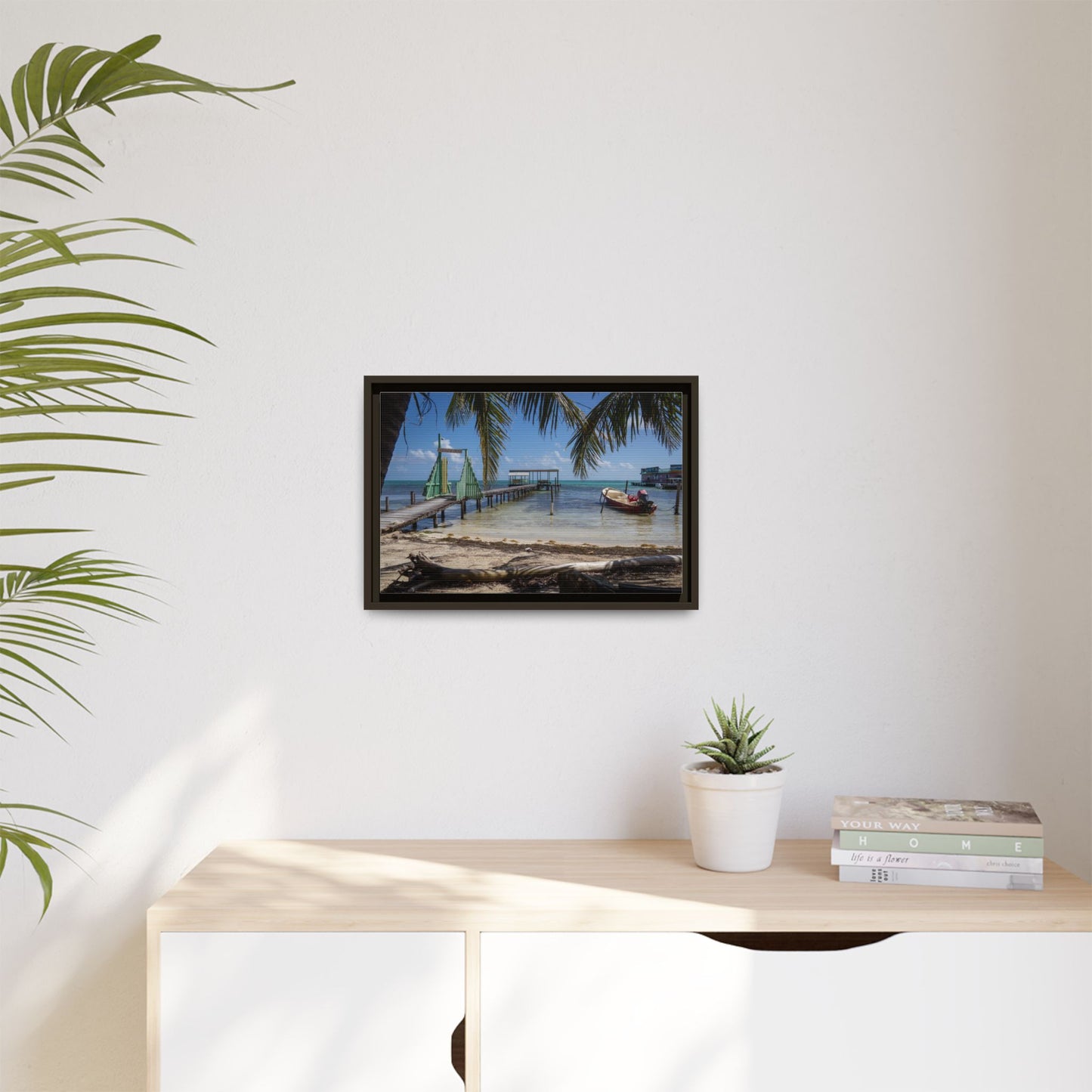 Caye Caulker Beach Canvas Print — Framed Matte Wall Art