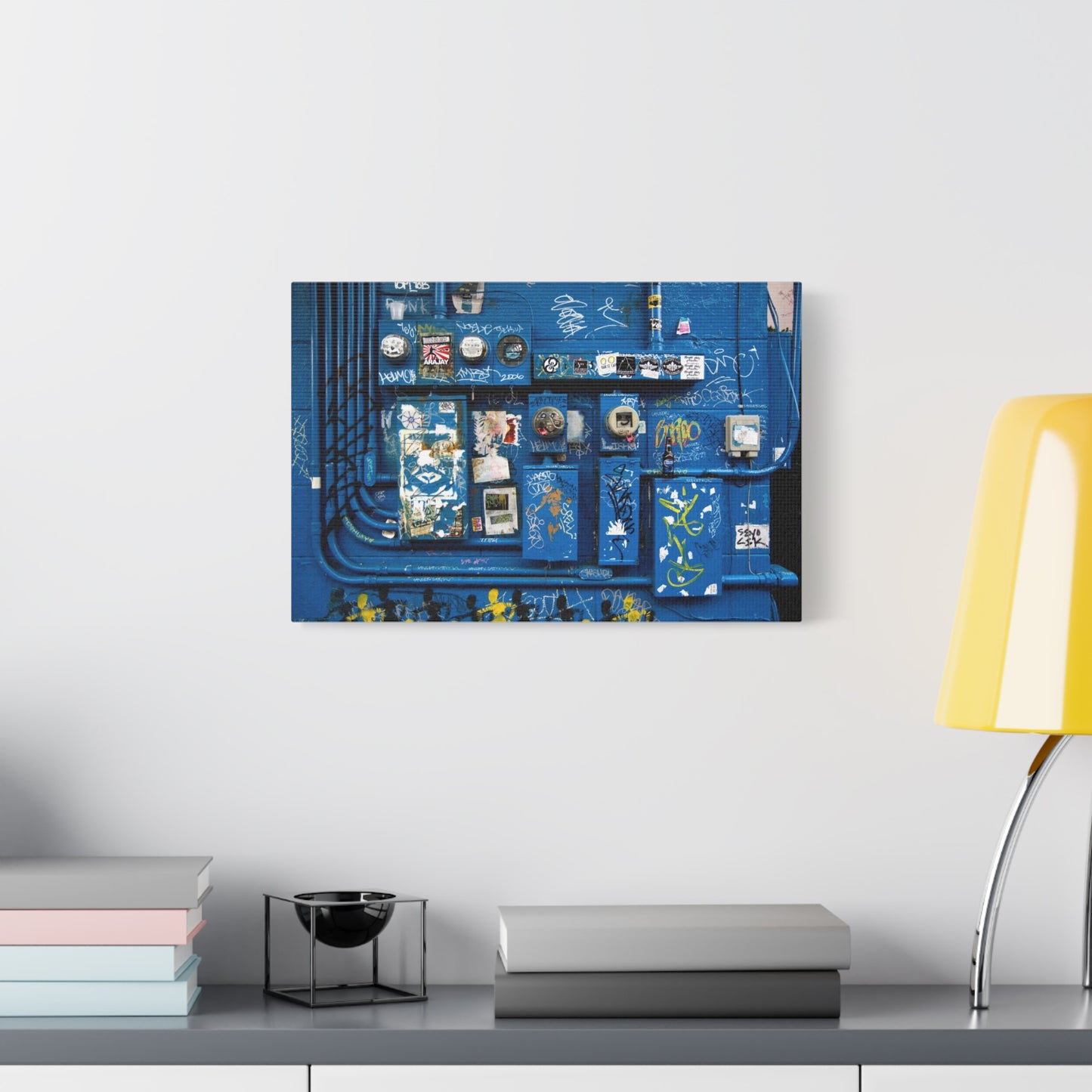 Blue Urban Graffiti Canvas Print — Matte Stretched Wall Art