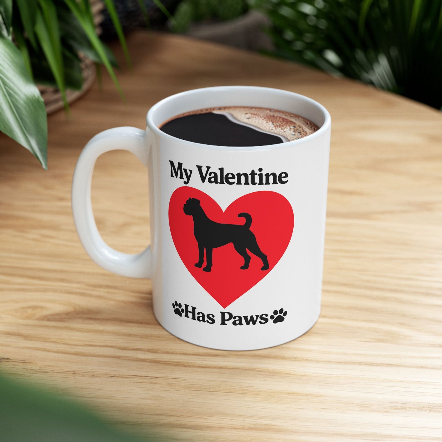Dog Mom Coffee Mug — "My Valentine" Heart Paw Design (11oz & 15oz)