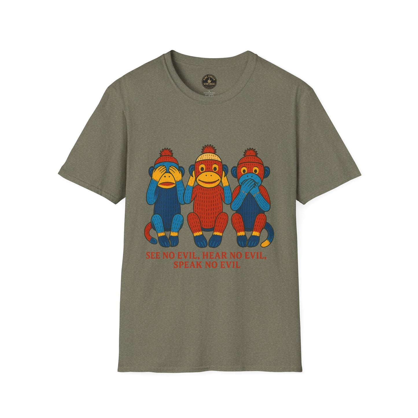 See No Evil Hear No Evil Speak No Evil T-Shirt | Sock Monkey Trio