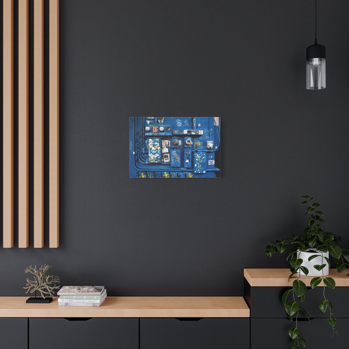 Blue Urban Graffiti Canvas Print — Matte Stretched Wall Art