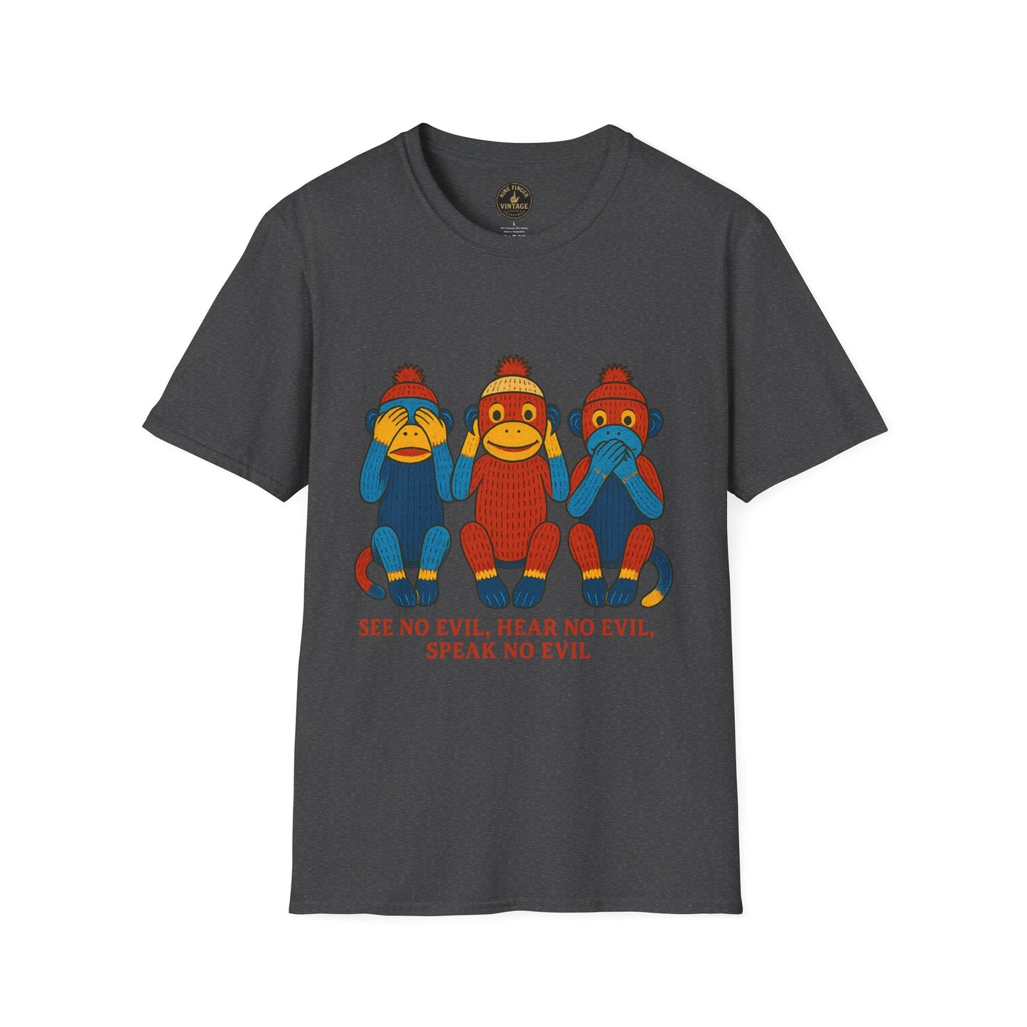 See No Evil Hear No Evil Speak No Evil T-Shirt | Sock Monkey Trio