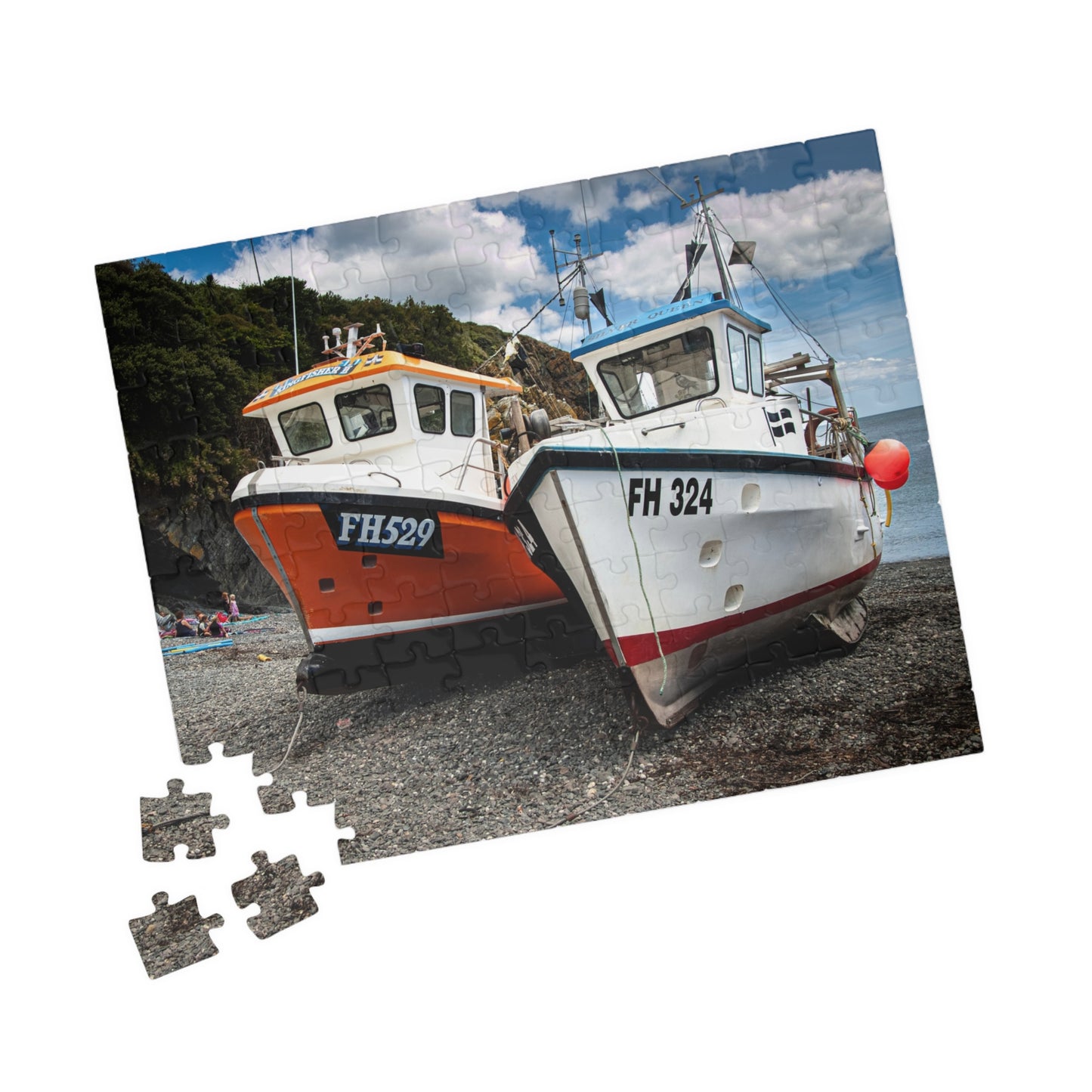 Coastal Fishing Boats Jigsaw Puzzle — Scenic Harbor Photo Puzzle (110/252/520/1014 pcs)