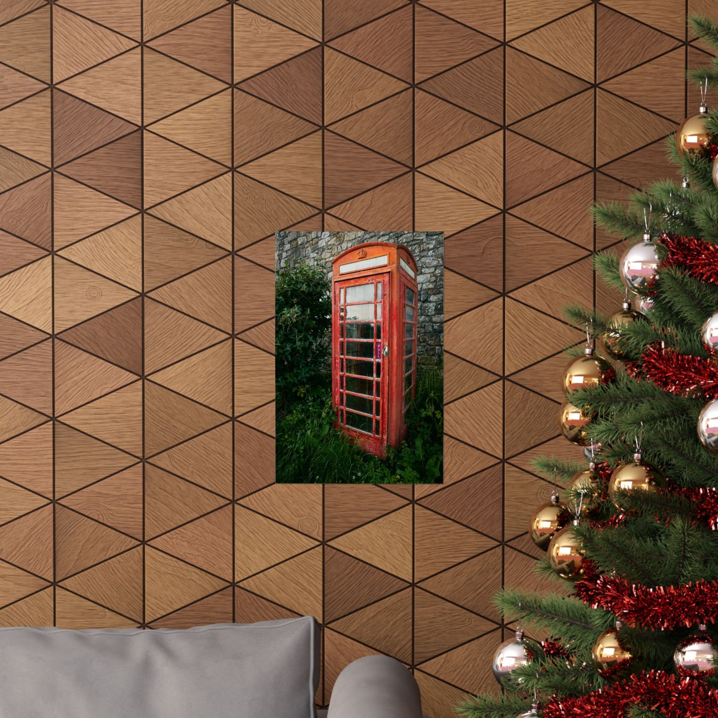 Red British Phone Booth Matte Poster | Vintage Telephone Box Wall Art