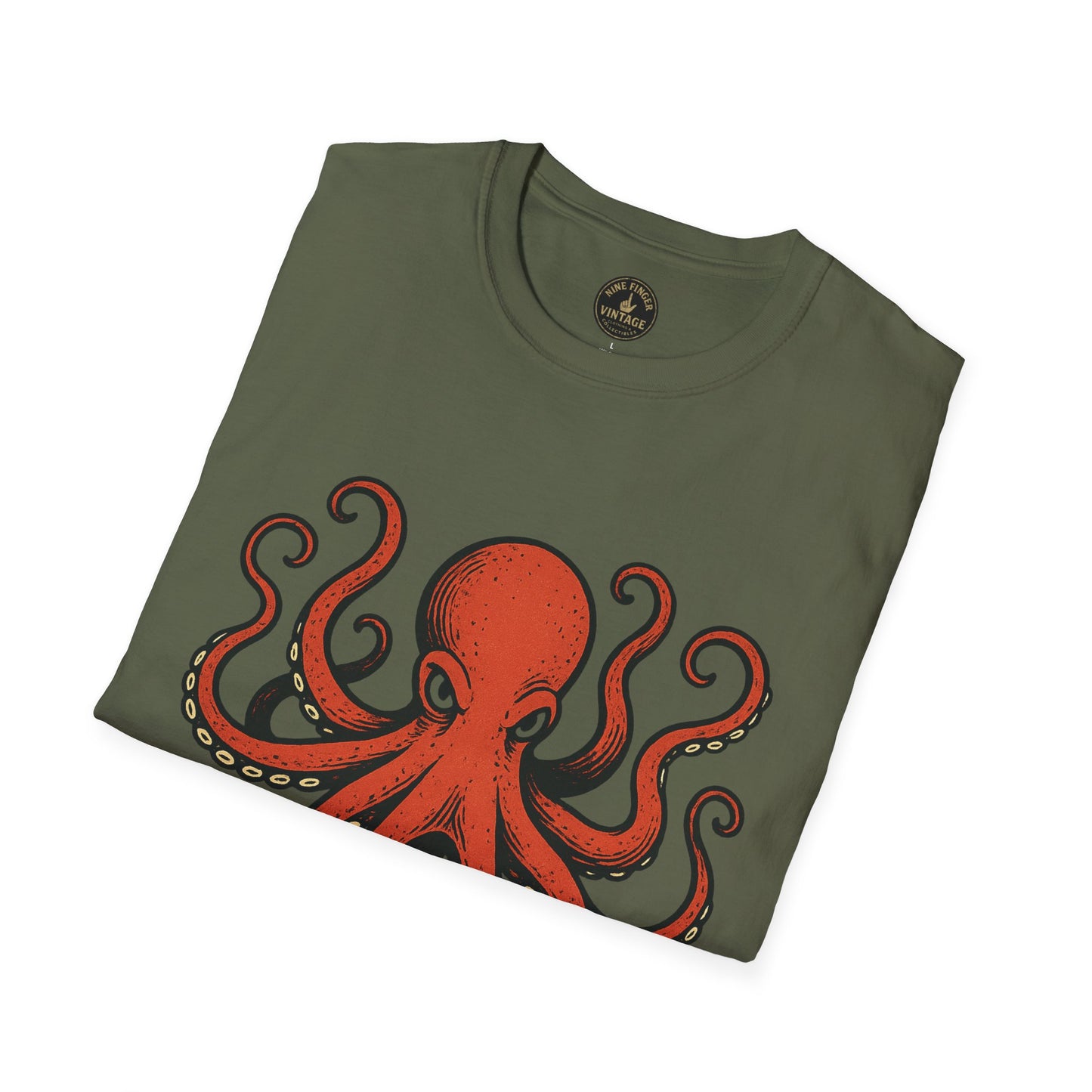 Red Octopus Illustration T-Shirt | Nautical Sea Creature Tee