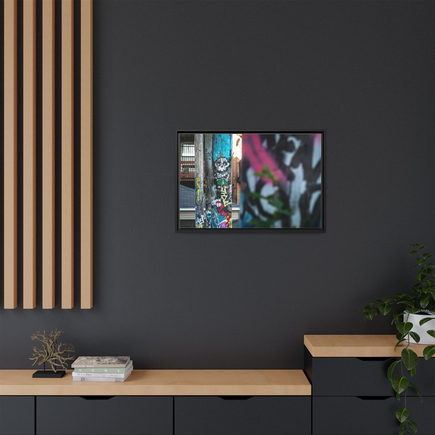 Logan Square Graffiti Matte Canvas Framed — Chicago Street Art Wall Decor