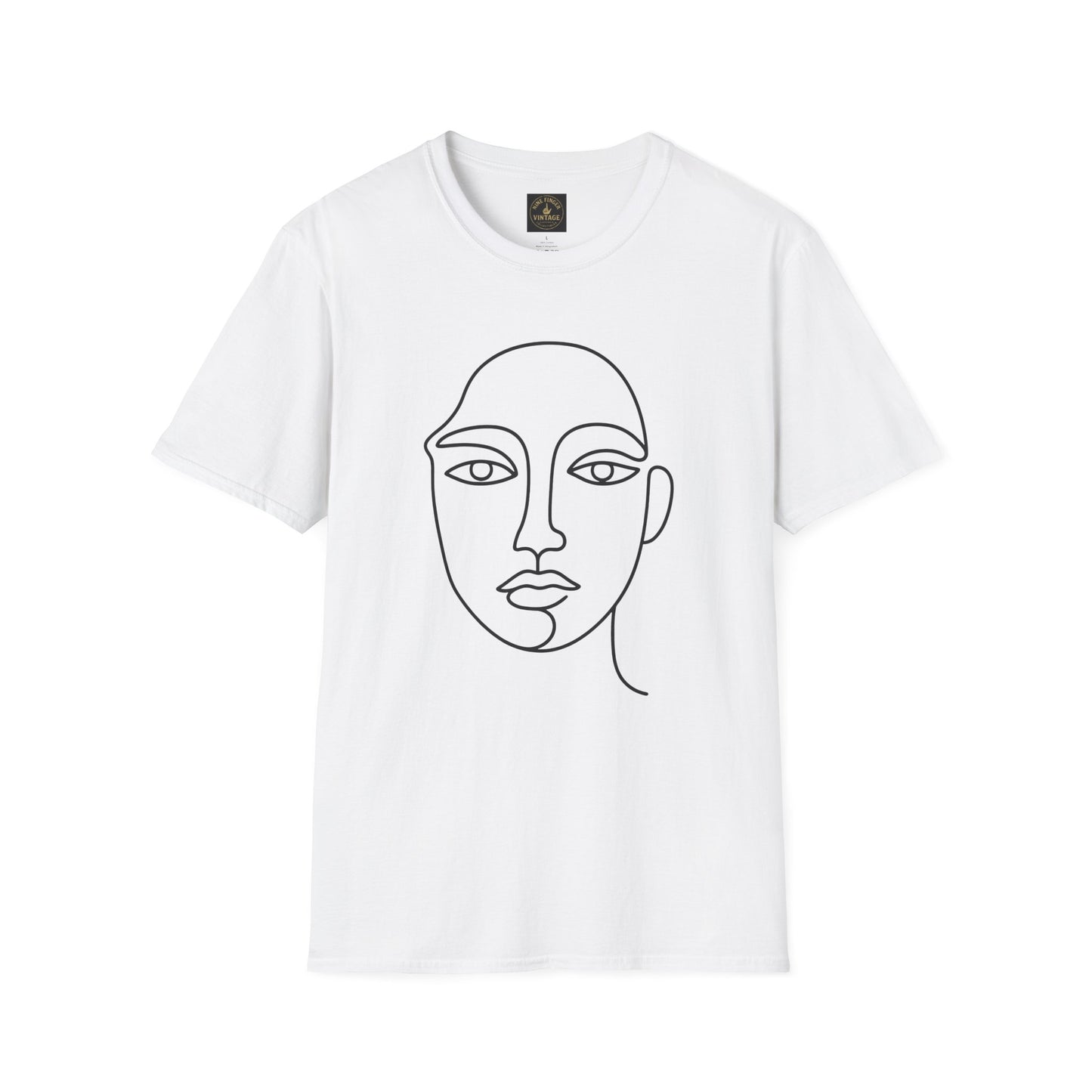 Minimal Line Art Face T-Shirt — Modern Abstract Portrait Tee