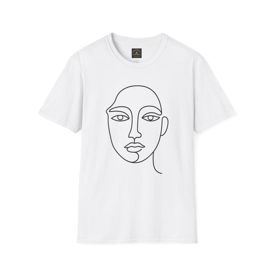 Minimal Line Art Face T-Shirt — Modern Abstract Portrait Tee
