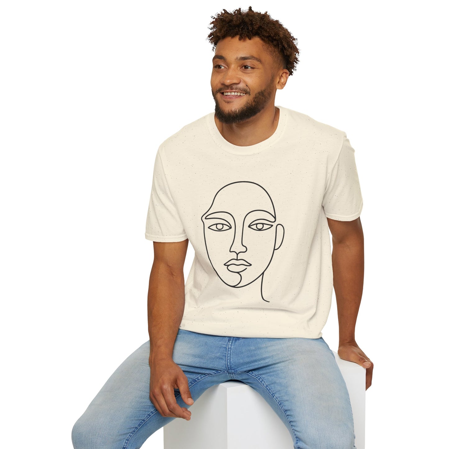 Minimal Line Art Face T-Shirt — Modern Abstract Portrait Tee