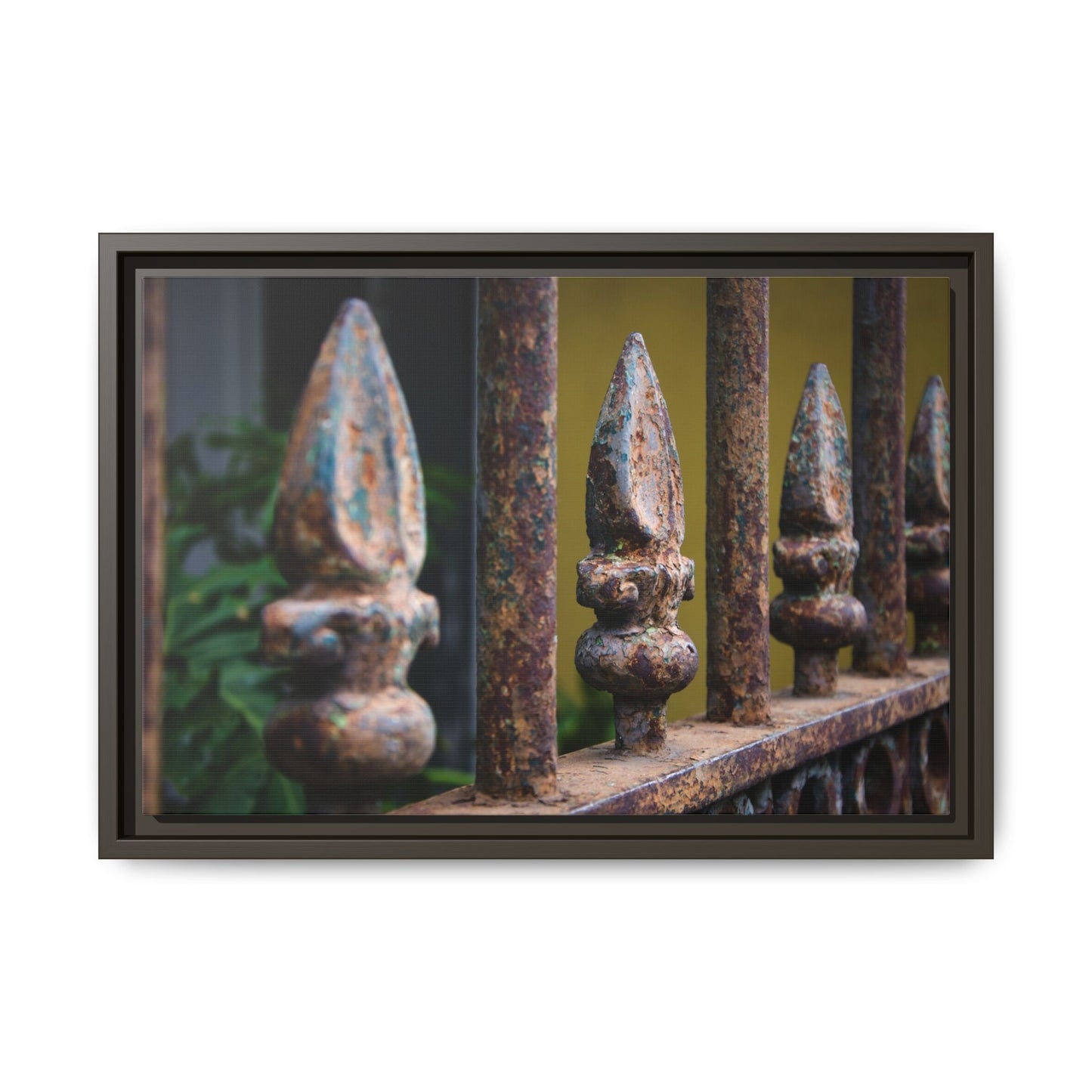 New Orleans Wrought Iron Matte Canvas Framed Wall Art — Rusted Iron Finials