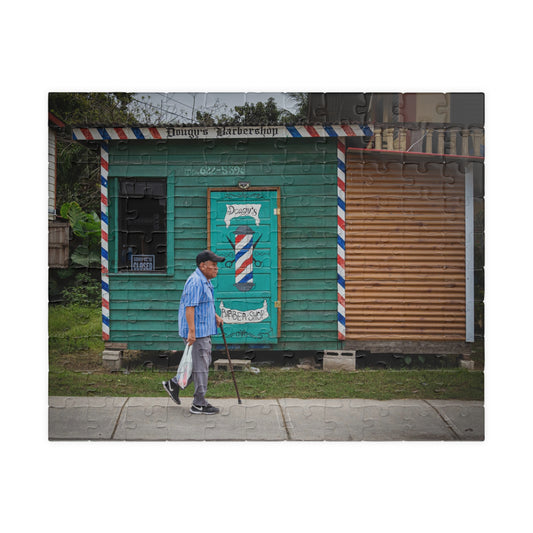 Barbershop Street Scene Puzzle - San Ignacio Belize Green Shop Jigsaw (110/252/520/1014 pcs)