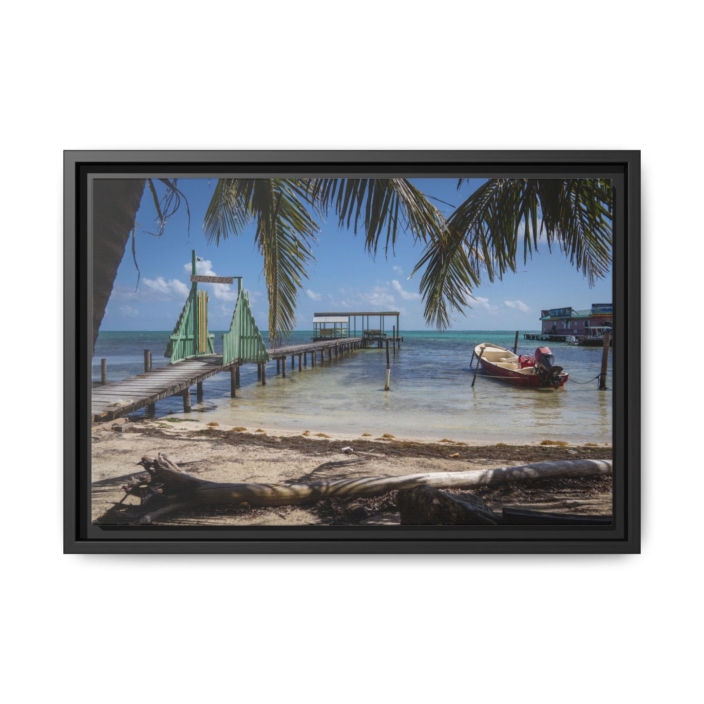 Caye Caulker Beach Canvas Print — Framed Matte Wall Art