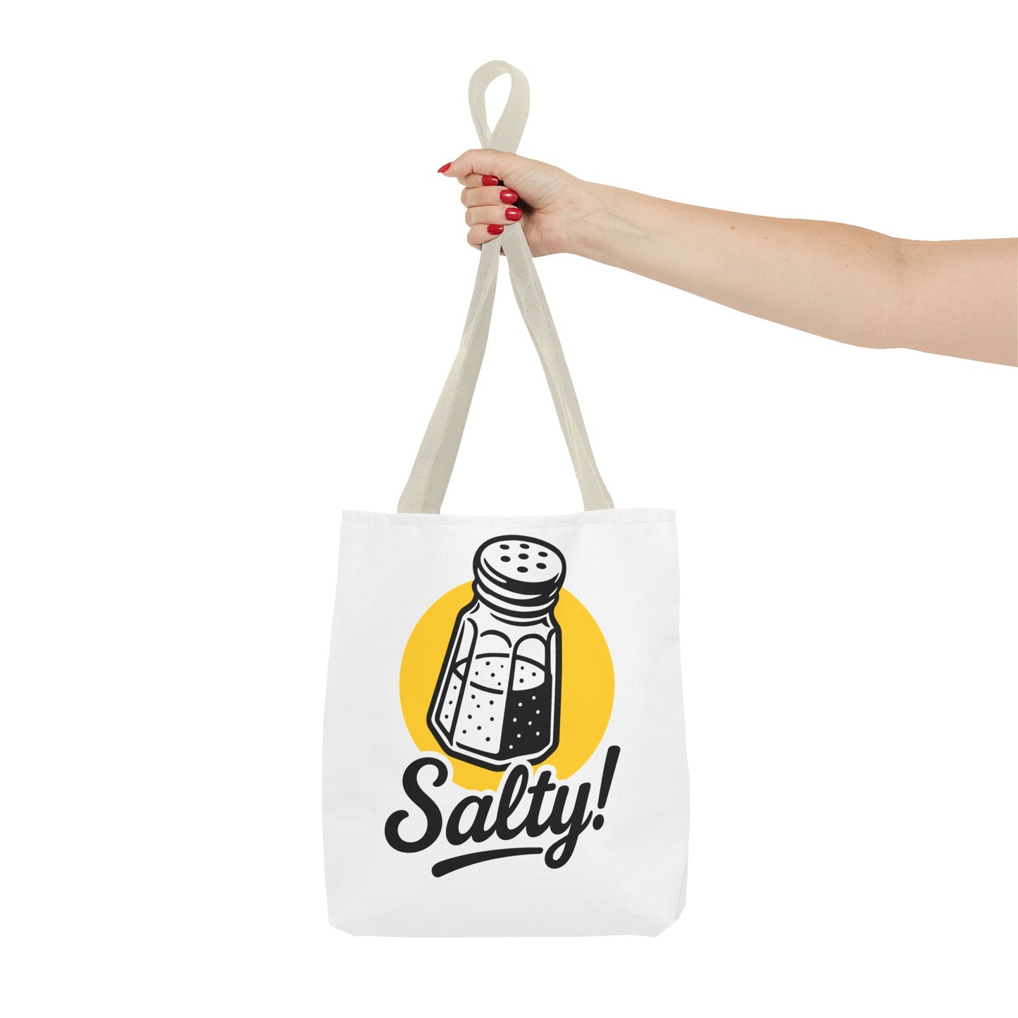 Salty! Salt Shaker Graphic Tote Bag — Funny Kitchen Lover Grocery Bag