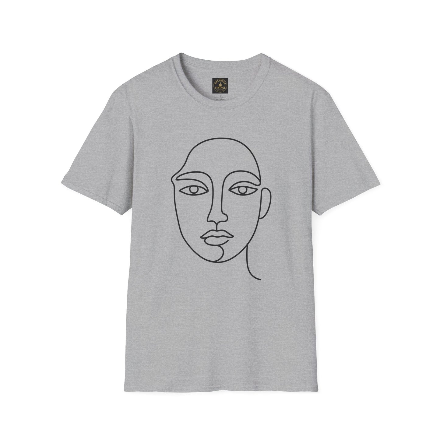 Minimal Line Art Face T-Shirt — Modern Abstract Portrait Tee