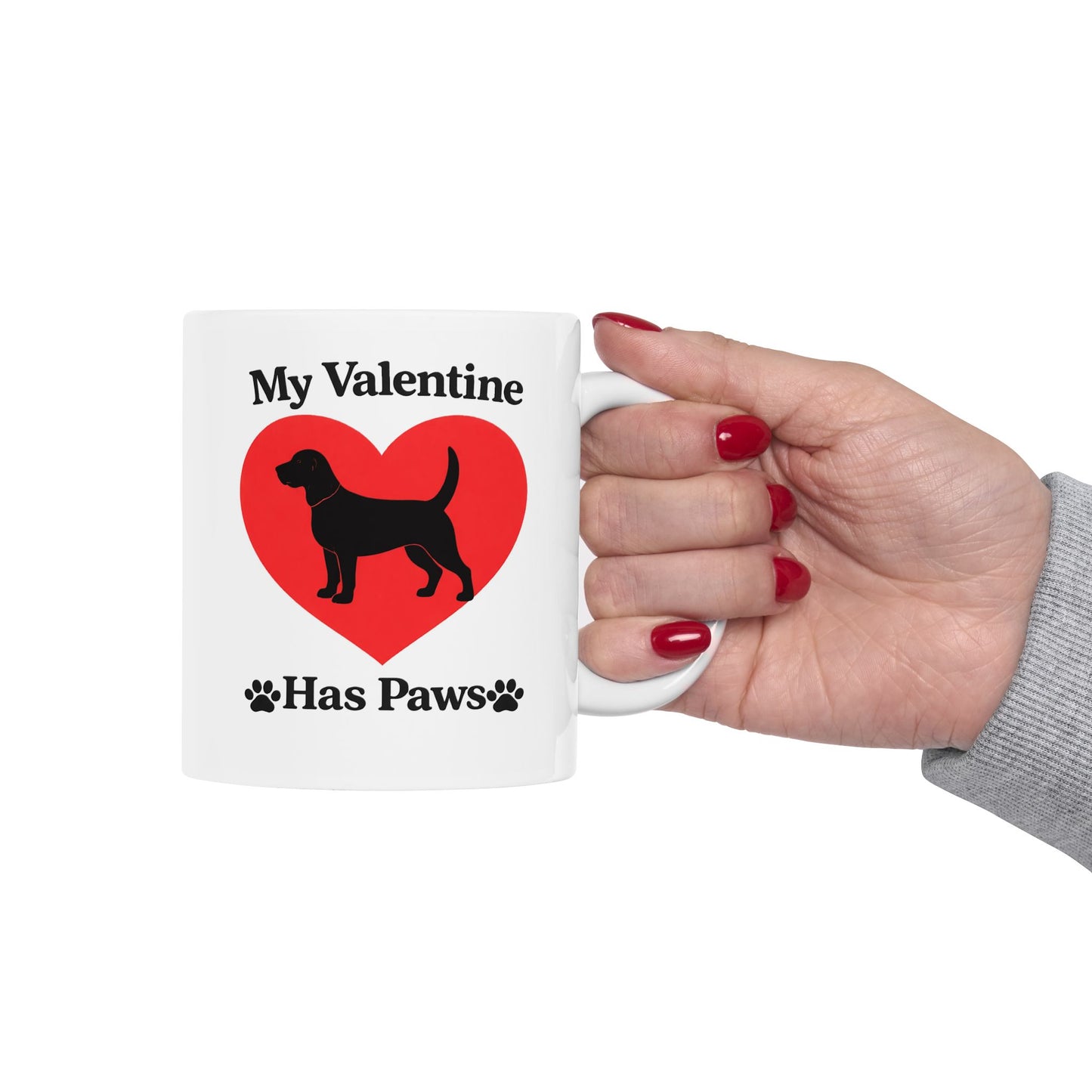 My Valentine Has Paws Beagle St Valentine's Day dog Cute Pet Lover Coffee Cup (11oz/15oz)