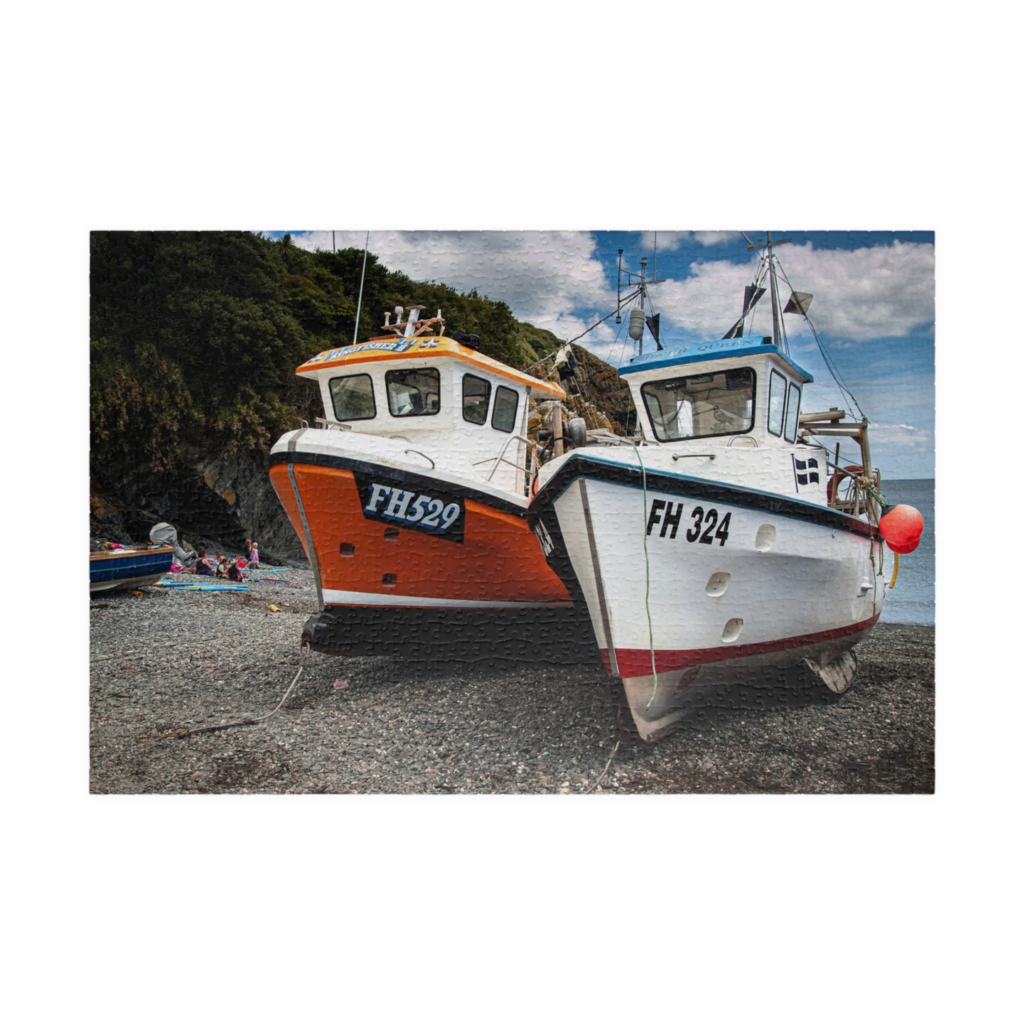 Coastal Fishing Boats Jigsaw Puzzle — Scenic Harbor Photo Puzzle (110/252/520/1014 pcs)