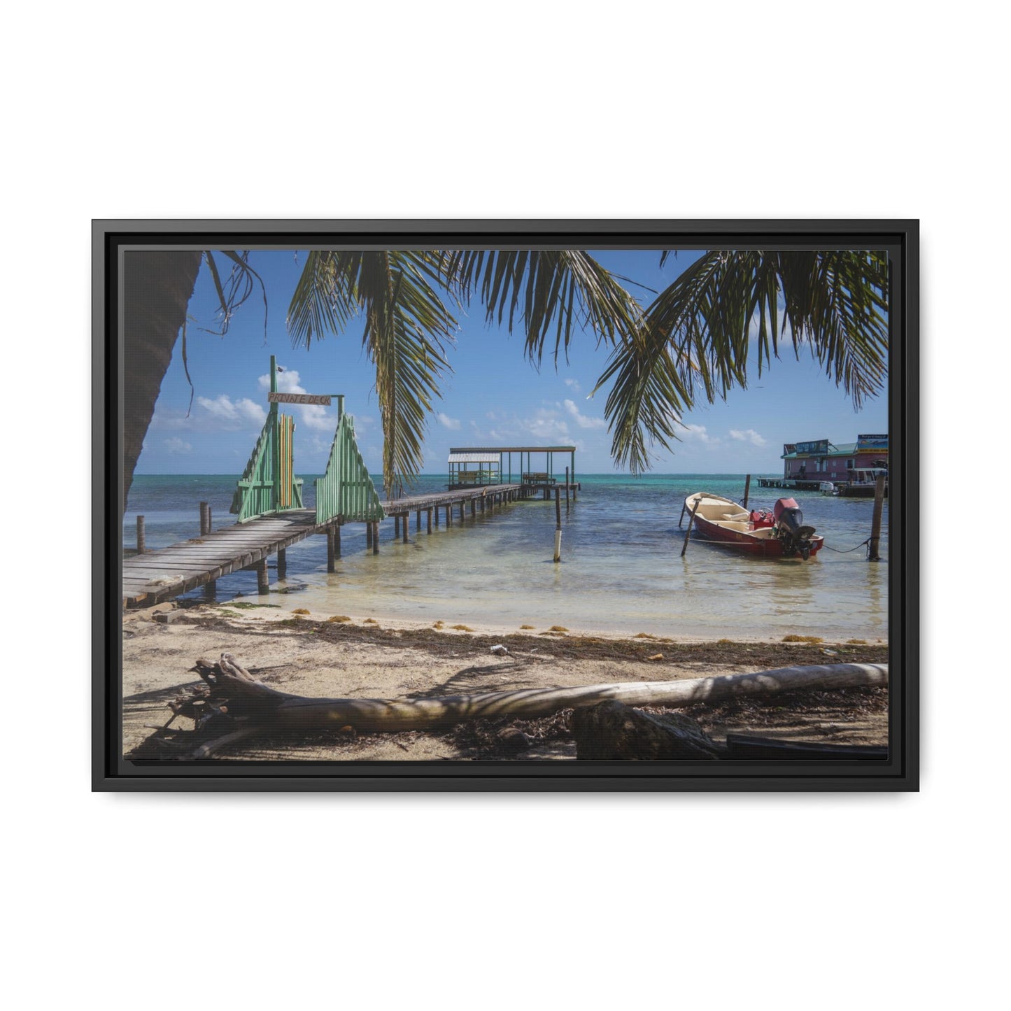 Caye Caulker Beach Canvas Print — Framed Matte Wall Art