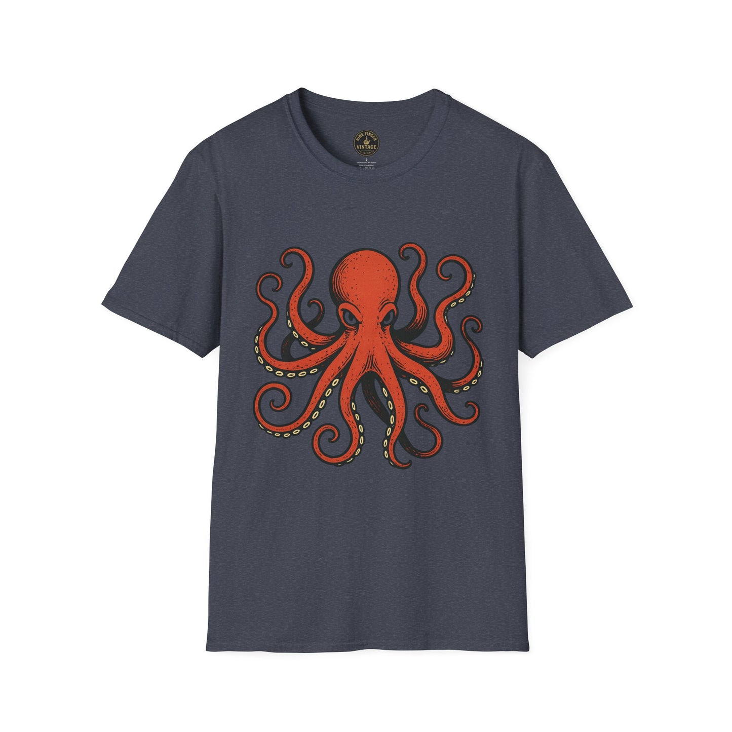 Red Octopus Illustration T-Shirt | Nautical Sea Creature Tee