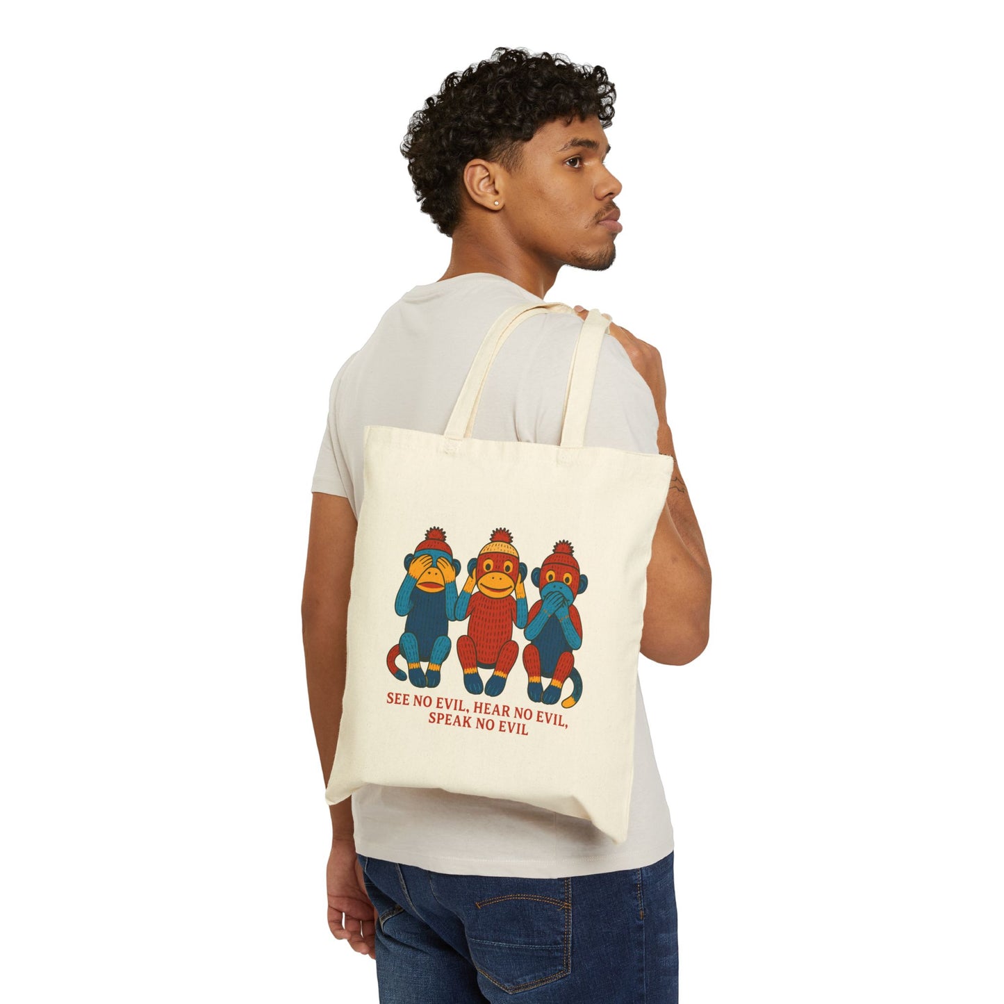 See No Evil Hear No Evil Speak No Evil Tote Bag | Monkey Illustration