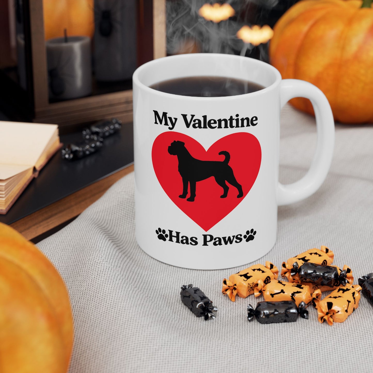 Dog Mom Coffee Mug — "My Valentine" Heart Paw Design (11oz & 15oz)