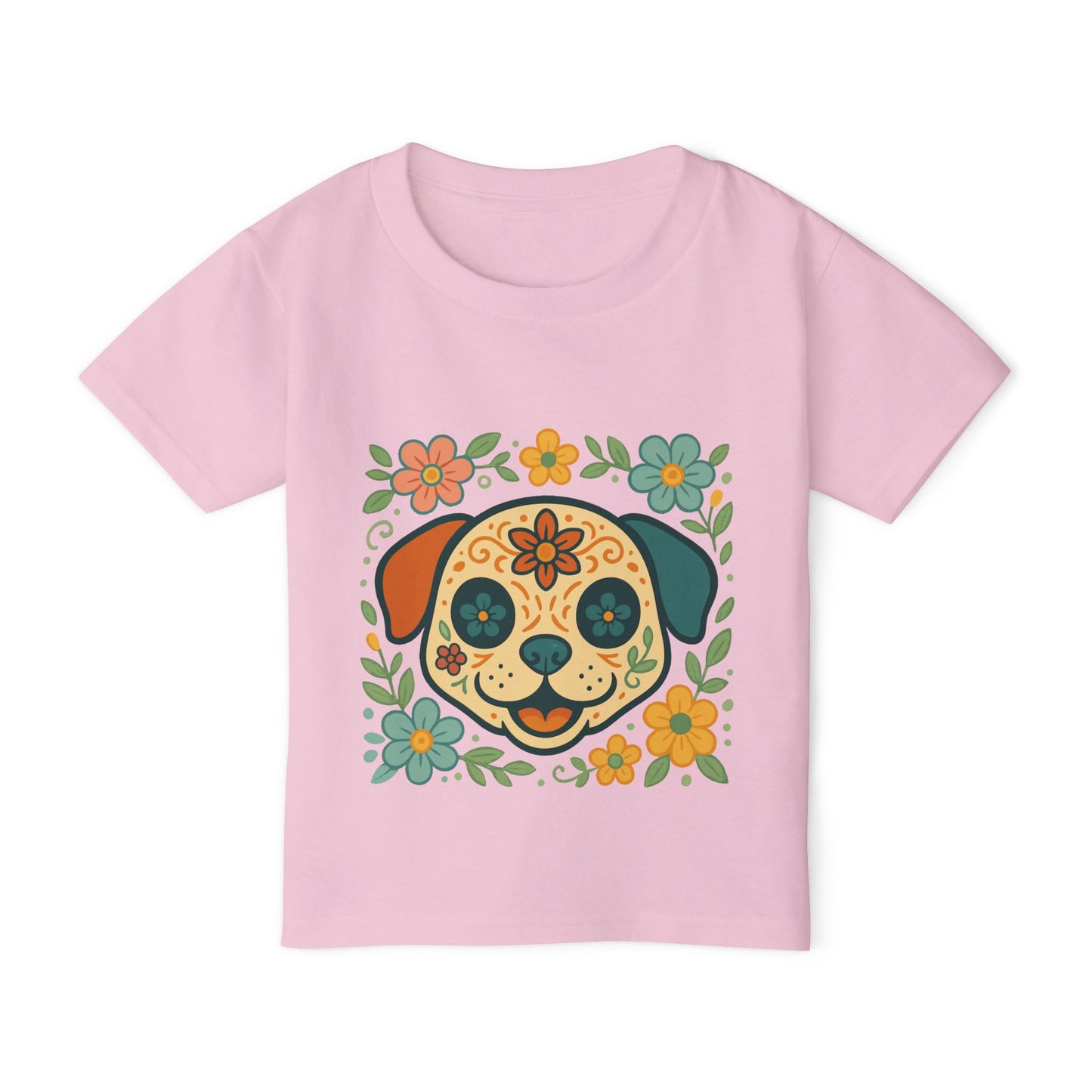 Toddler T-Shirt • Floral Sugar Skull Puppy Design