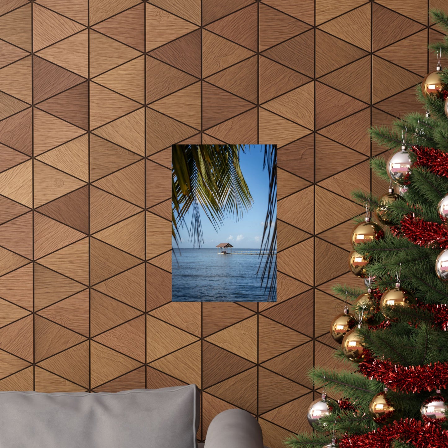 Tropical Palm Beach Pier Poster | Matte Vertical Poster